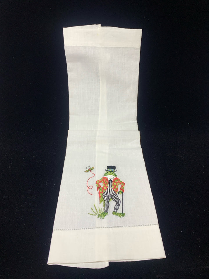 FANCY FROG TEA TOWEL.