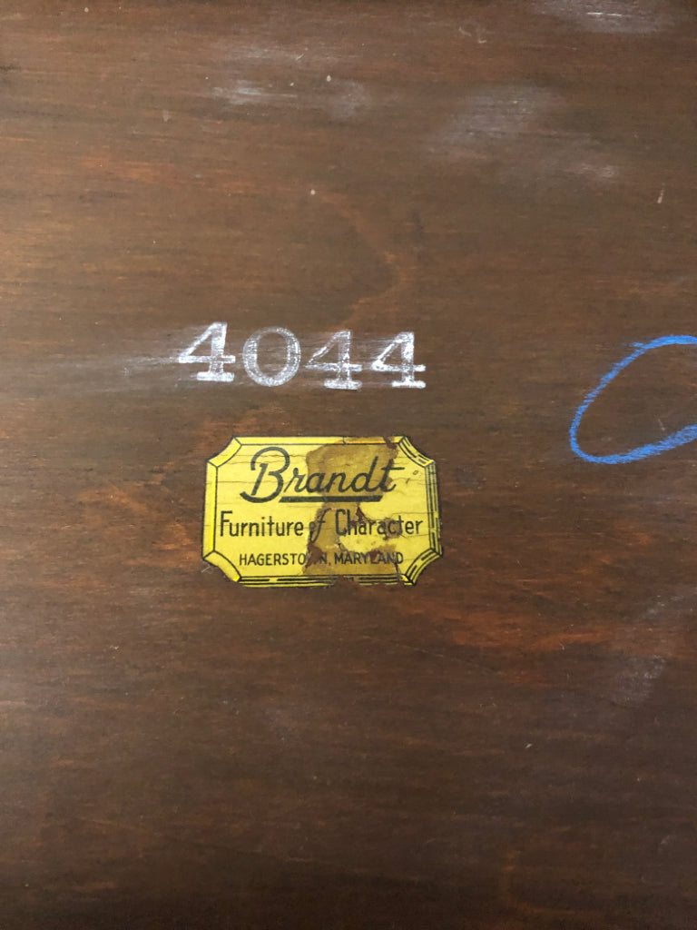 VTG BRANDT 2-TIER DRK BROWN END TABLE.