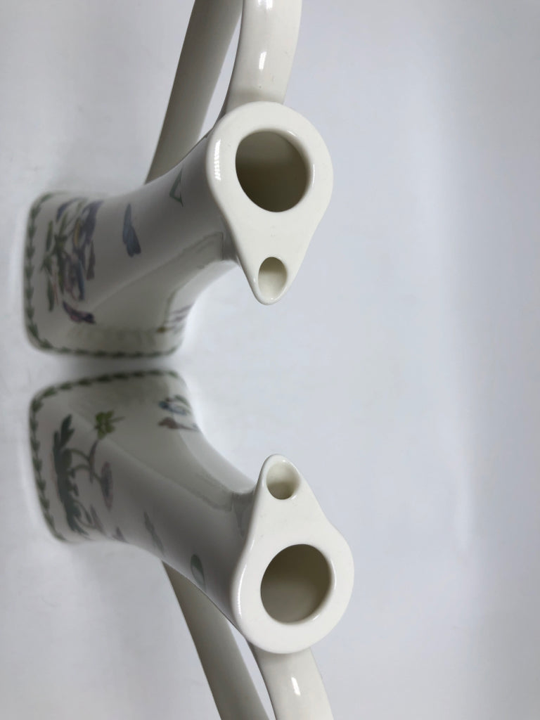 2 FLORAL OIL AND VINEGAR CRUET SET DISPENSERS.