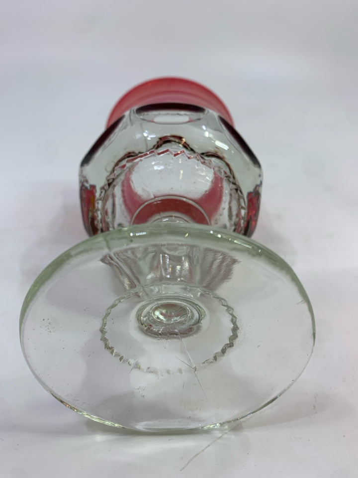 8PC VTG KINGS CROWN RED WATER GOBLETS.