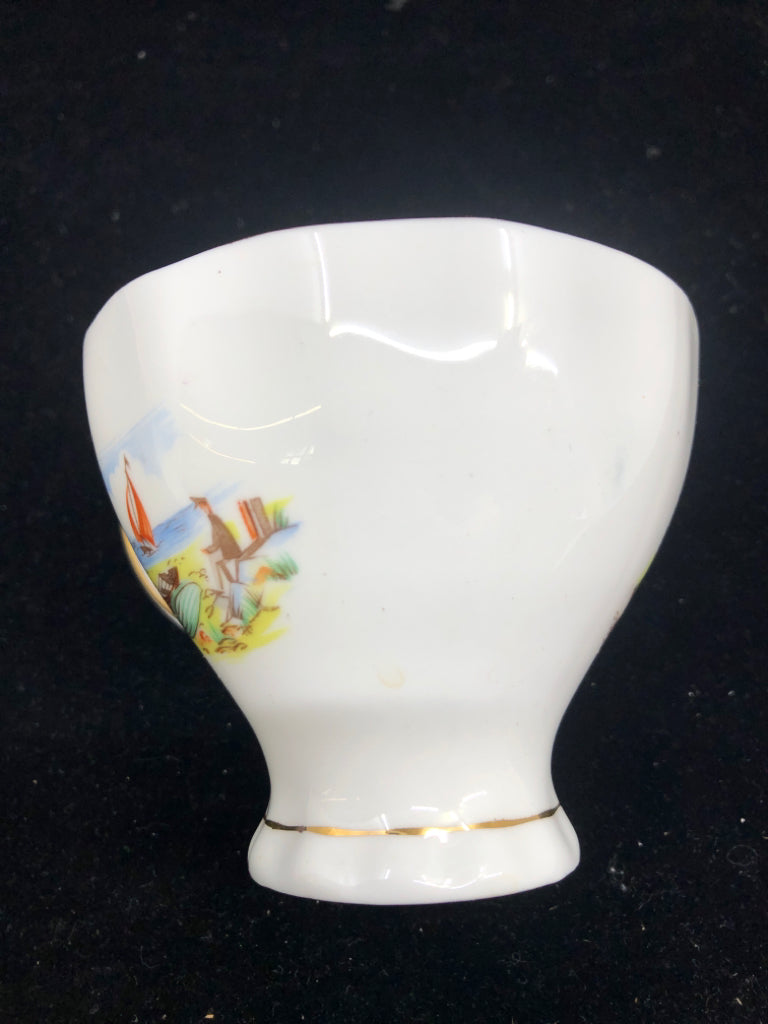 BEACH W SAILBOAT SCENE TEACUP AND SAUCER.
