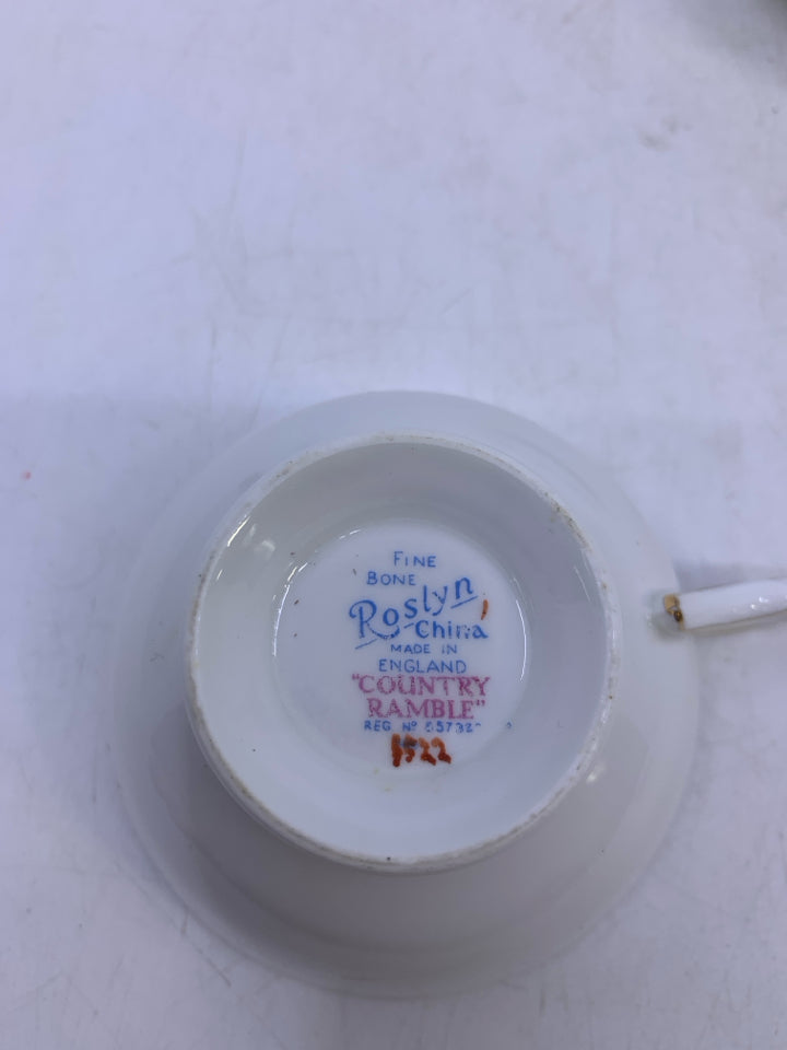 COLORFUL FLORAL W/ GOLD EDGE COUNTRY RAMBLE.