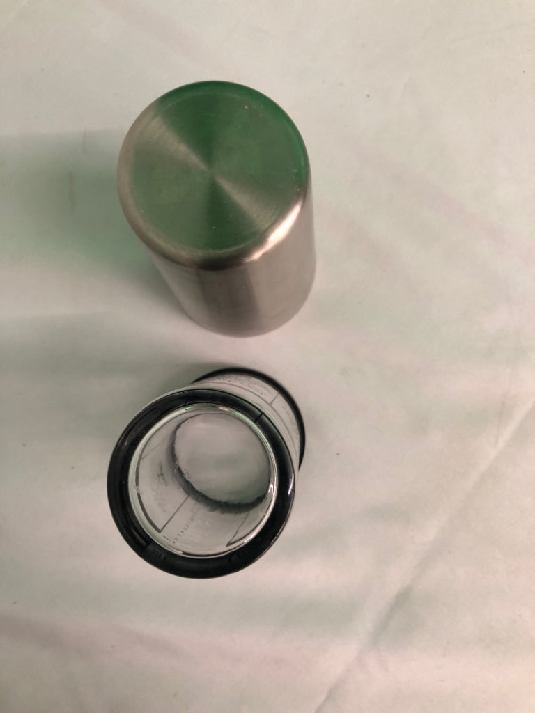 2 PC GLASS/METAL COCKTAIL SHAKER.