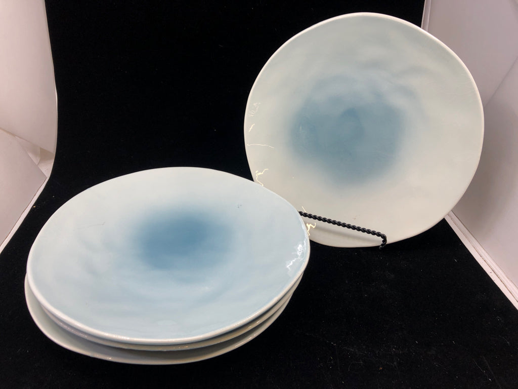 4 LIGHT BLUE PIER 1 DINNER PLATES.