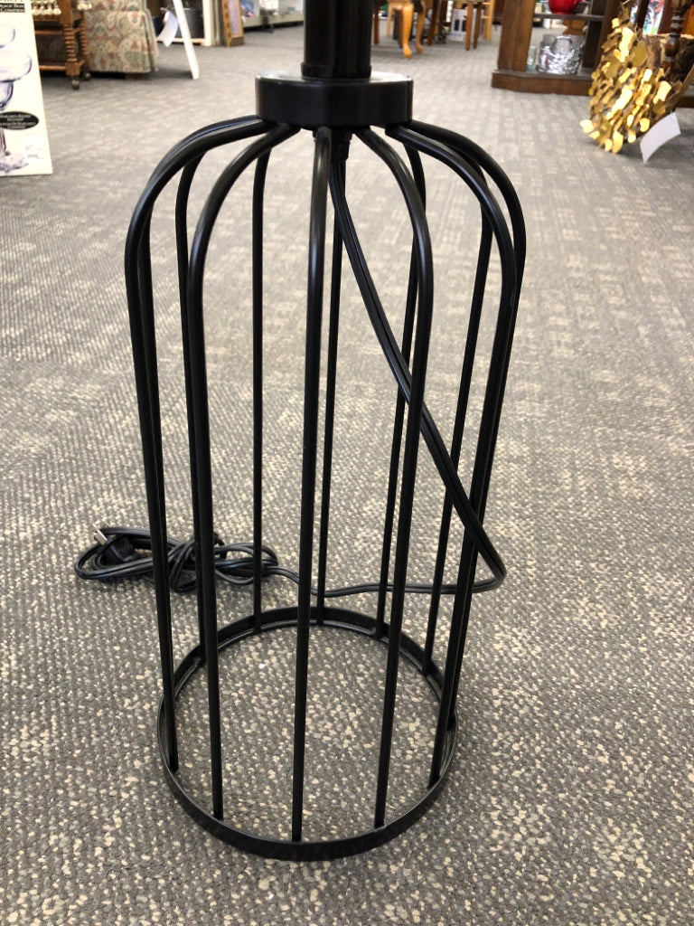 BLACK BASE LAMP W CREAM SHADE W SCRIPT.