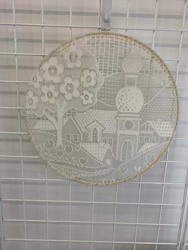 VTG-STYLE LACE DOILY LANDSCAPE.