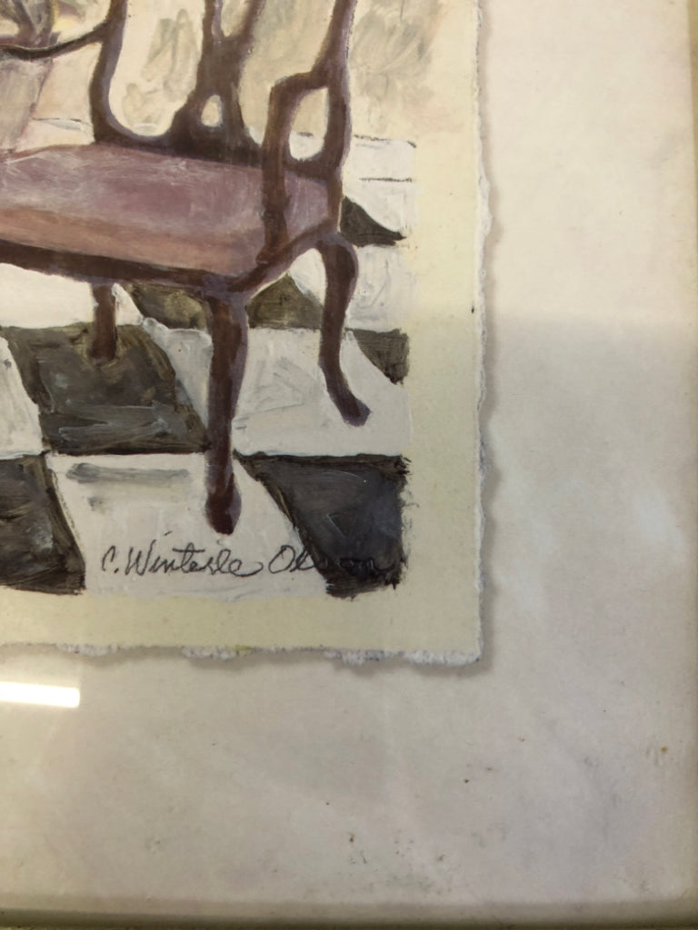 BATHROOM PAINTING IN GOLD FRAME.