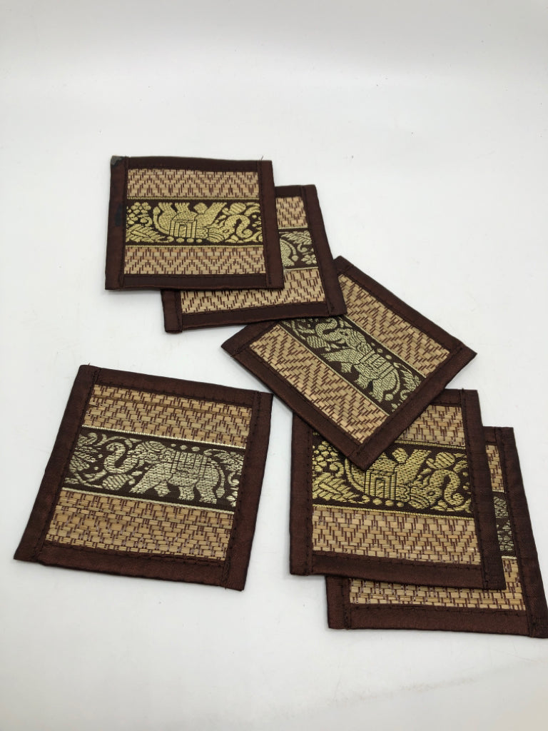 NIP 12PC BROWN ELEPHANT PLACEMATS & COASTERS.