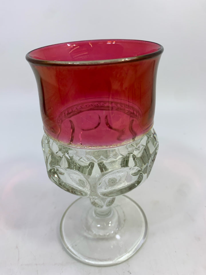 8PC VTG KINGS CROWN RED WATER GOBLETS.