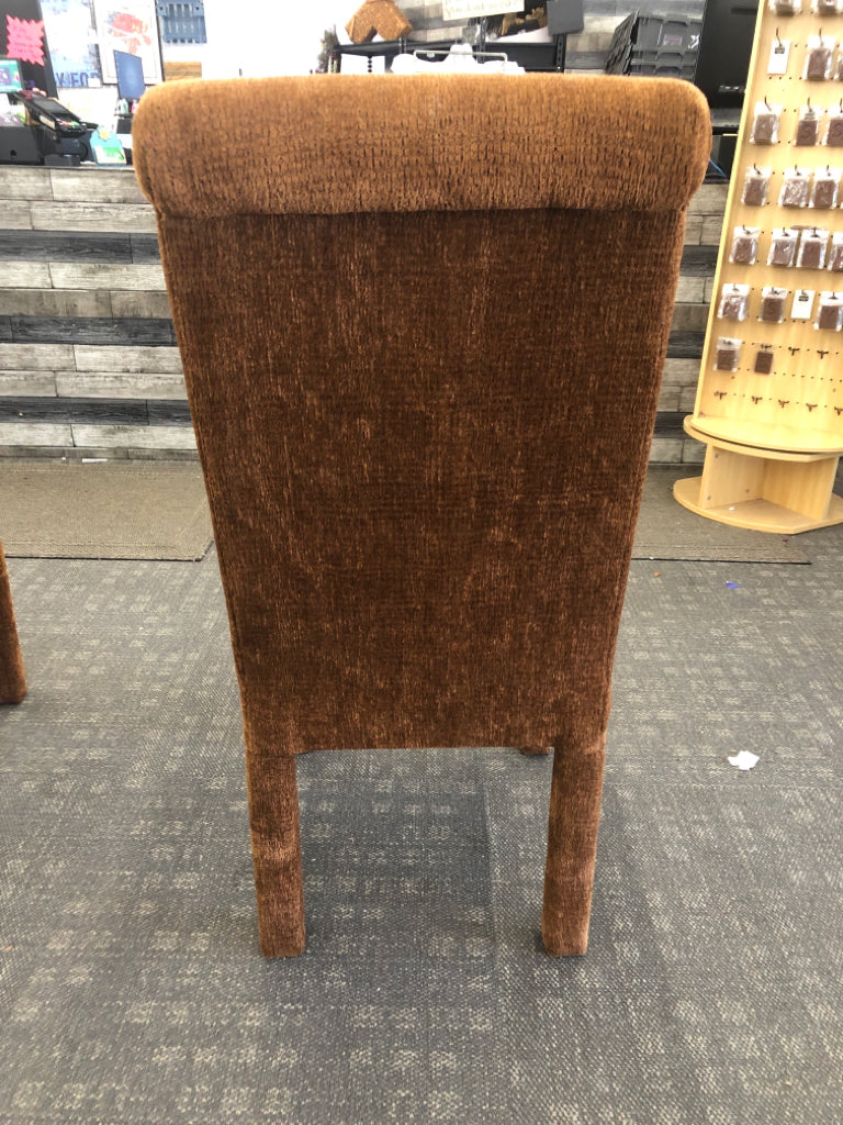 2 BROWN CORDUROY ACCENT CHAIRS.