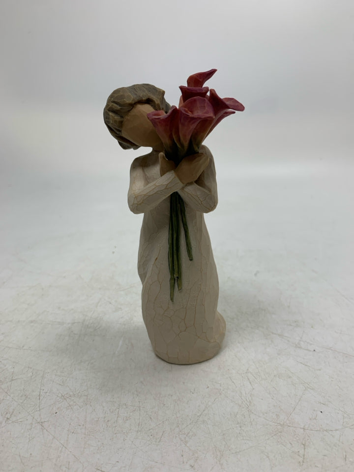GIRL HOLDING FLOWERS "BLOOM" FIGURINE.
