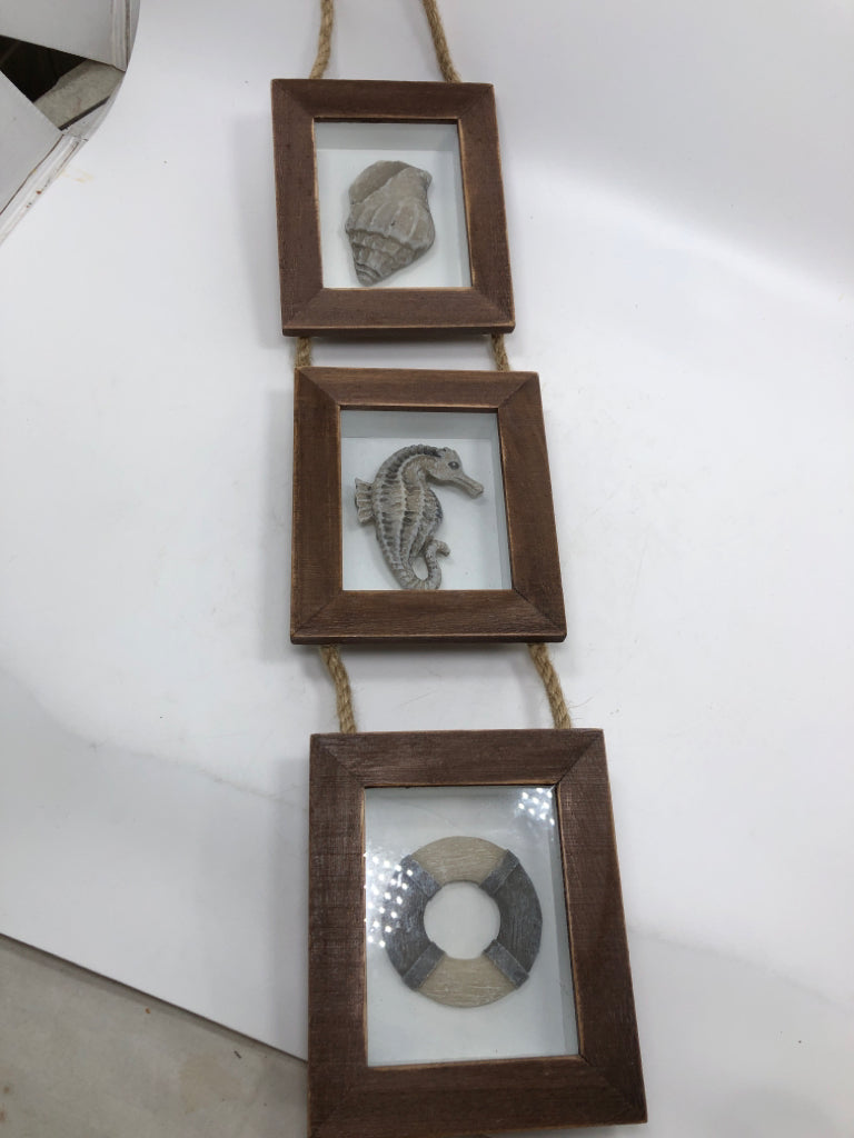 3 SECTIONED NAUTICAL SHADOWBOX.