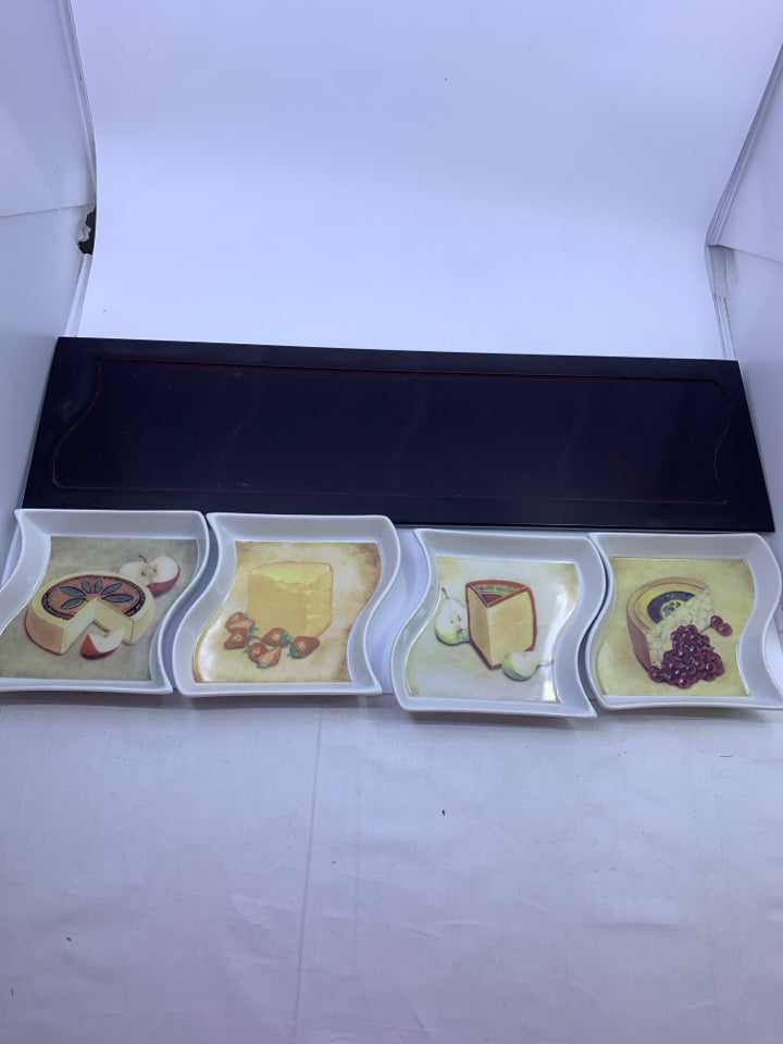 5PC CHEESE PATTERN SERVING SET.