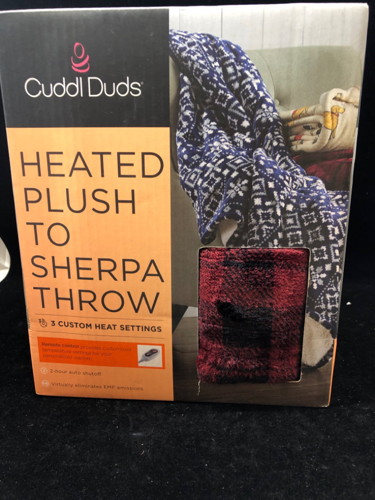 NIB HEATED PLUSH SHERPA THROW.