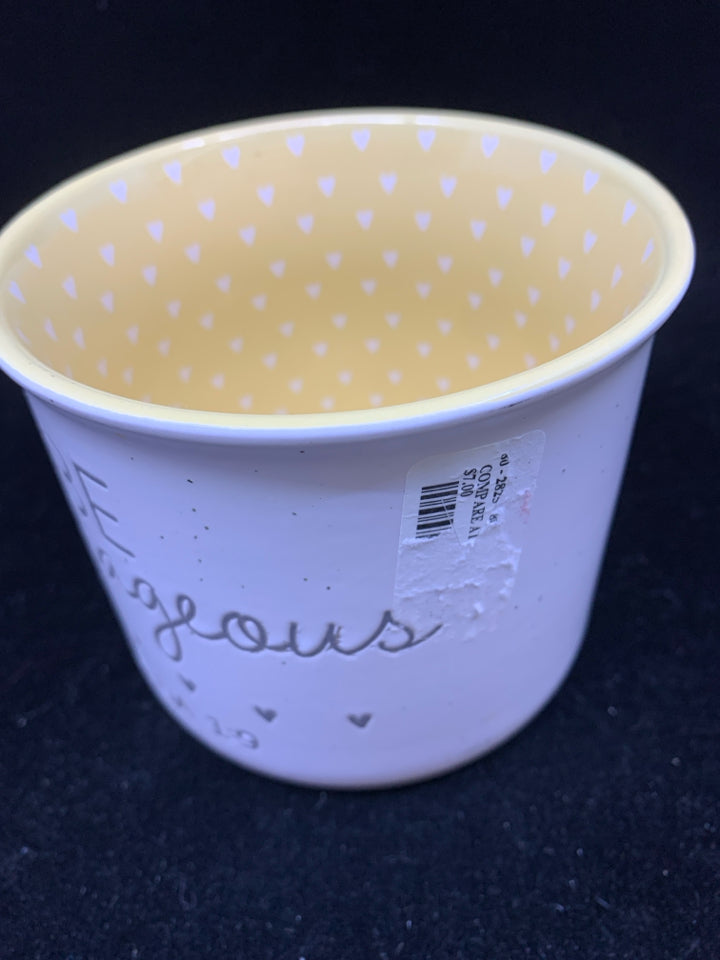 BE COURAGEOUS MUG W/ YELLOW INSIDE.