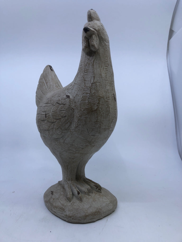 DISTRESSED RESIN STANDING CHICKEN.