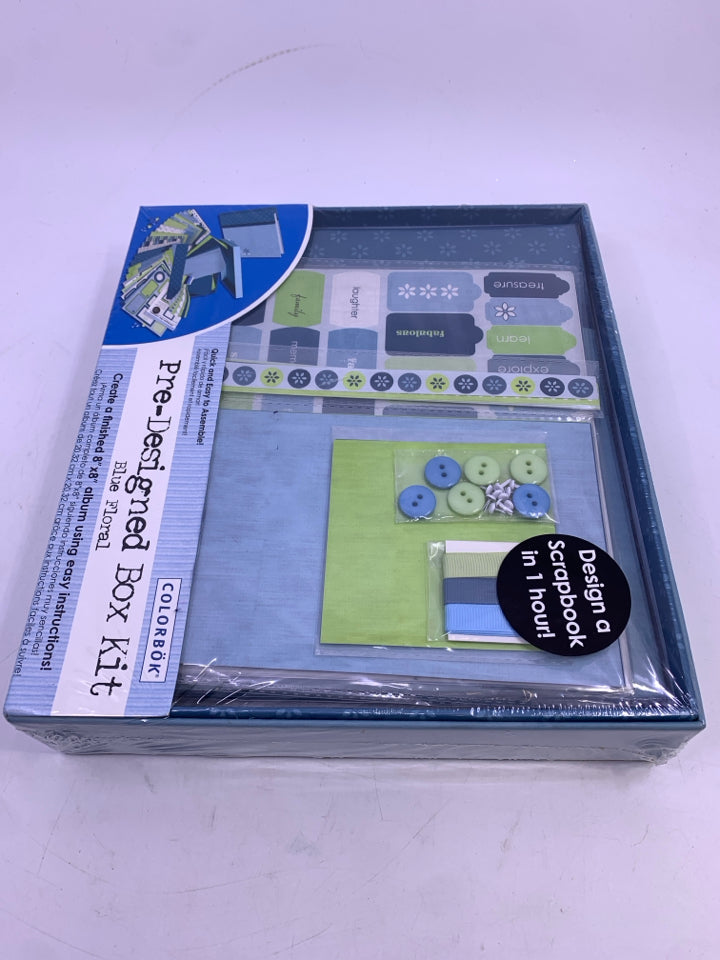 NIB PRE-DESIGNED BOX KIT-BLUE FLORAL.