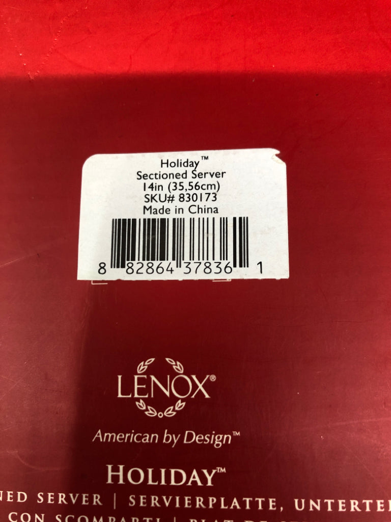 NIB HOLIDAY LENOX SECTIONED SERVER.