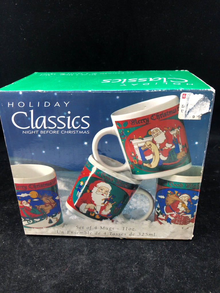 4 THE NIGHT BEFORE CHRISTMAS MUG SET.
