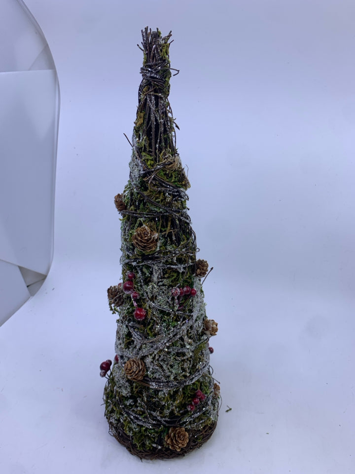 MOSS,TWIG, BERRIES GLITTER TWIG TREE.