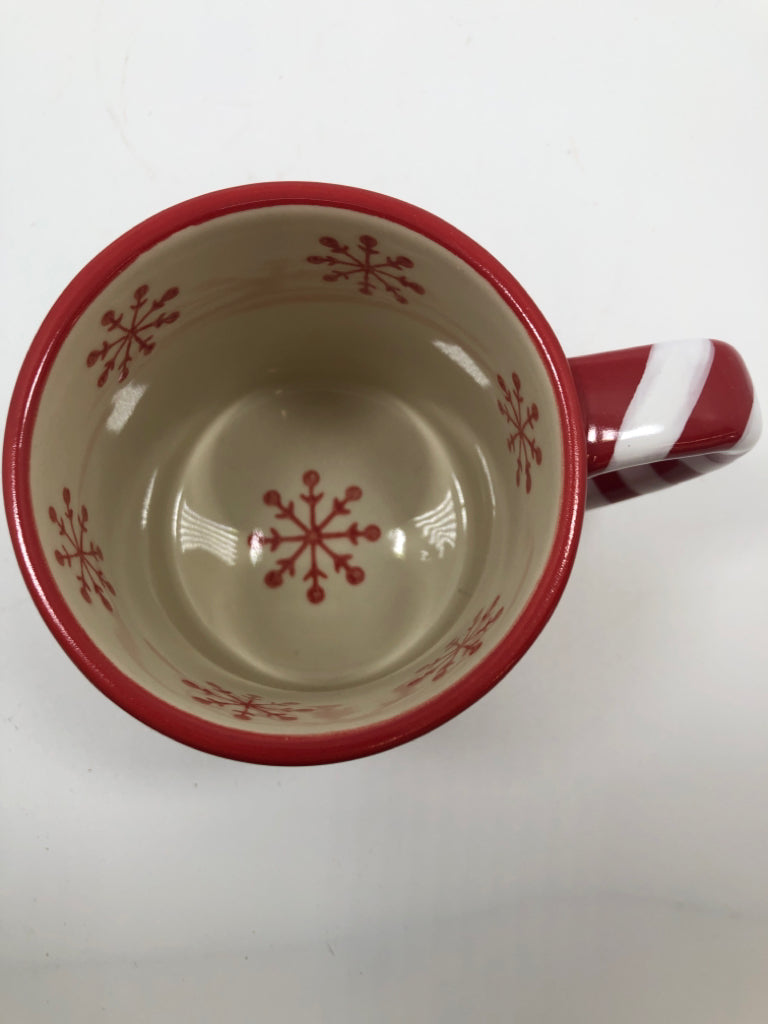 6 RED SNOWFLAKE MUGS - TEMPTATIONS.