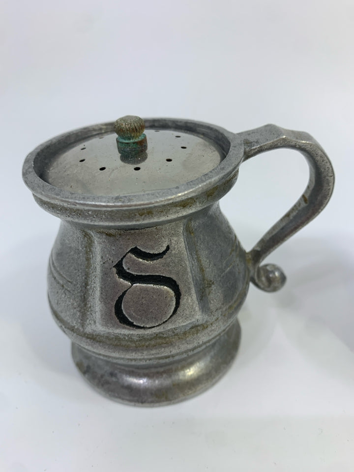 VTG PEWTER SALT & PEPPER SET.
