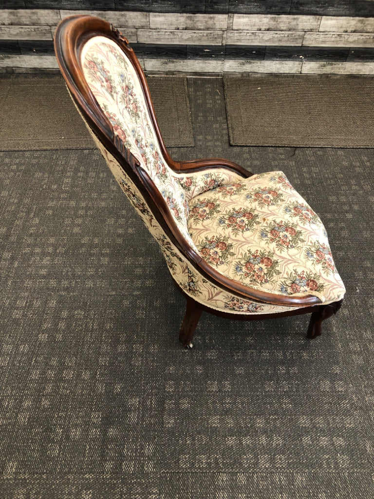 FLORAL HIGH BACK ACCENT CHAIR.