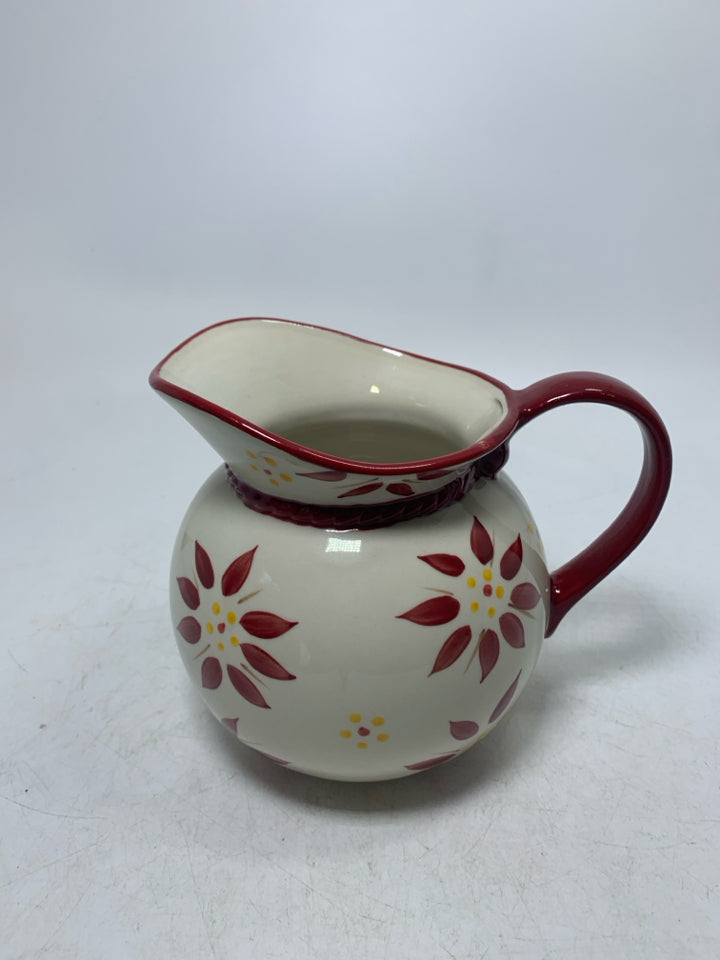 RED FLORAL PITCHER.