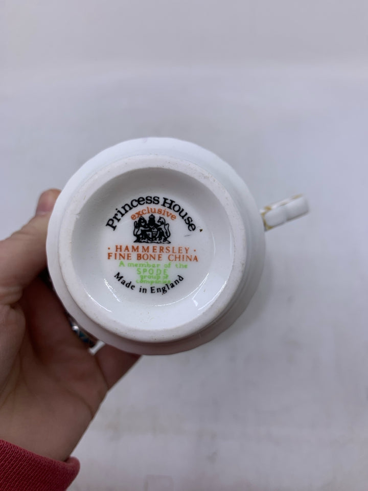 WHITE W/ PINK ROSES GOLD RIM.