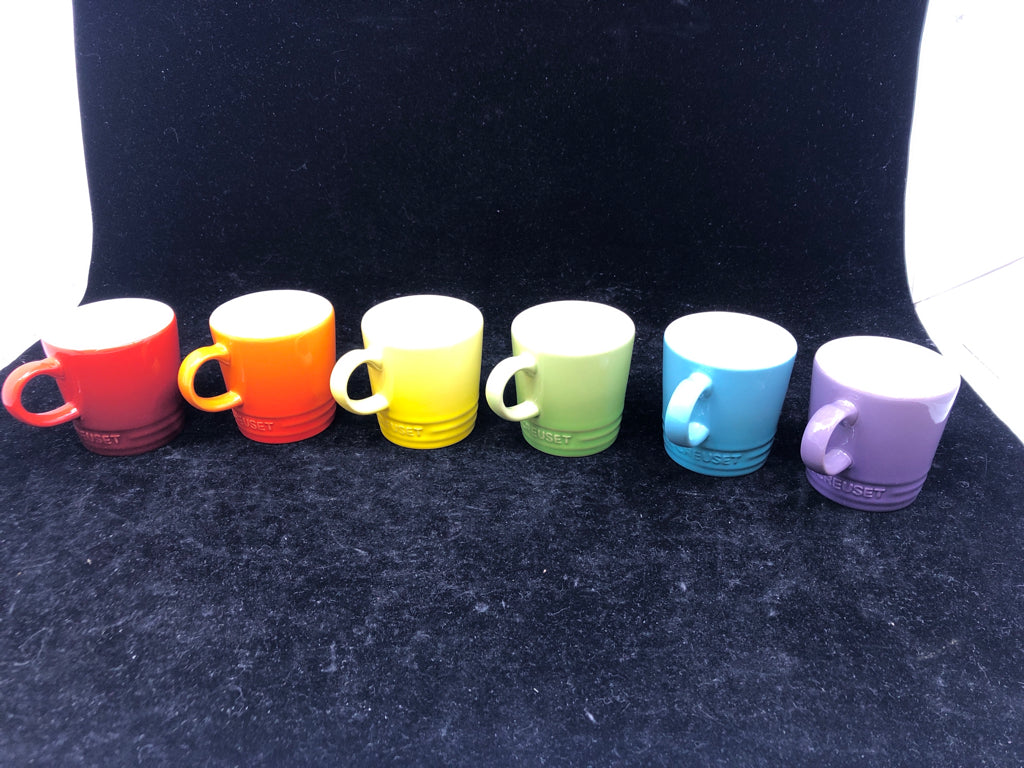 6 NIB LE CREUSET ESPRESSO MUGS.