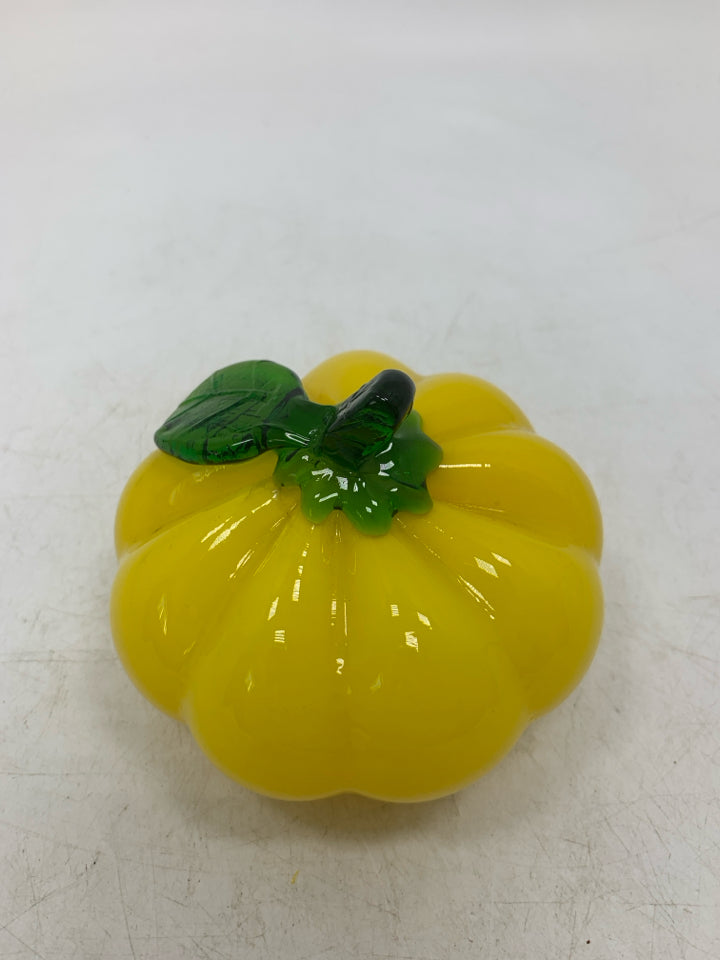 YELLOW GLASS PUMPKIN.