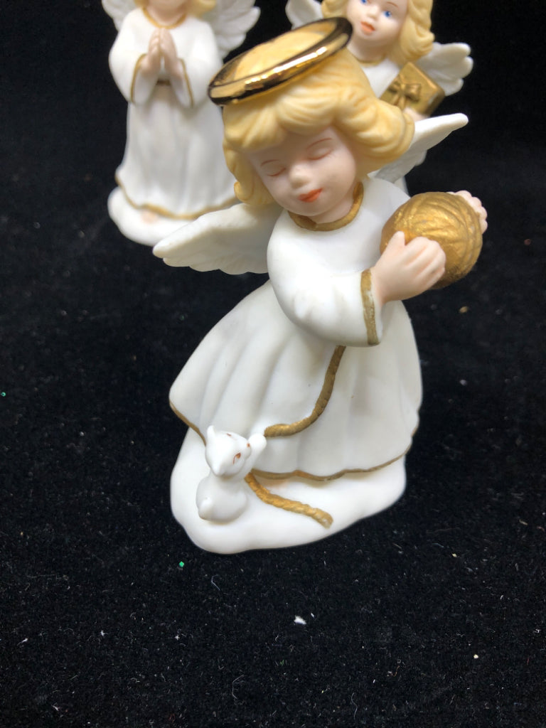 4 CERAMIC W GOLD ACCENTS ANGELS.