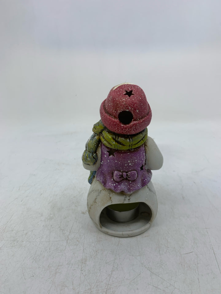 SNOWMAN TEA LIGHT HOLDER.