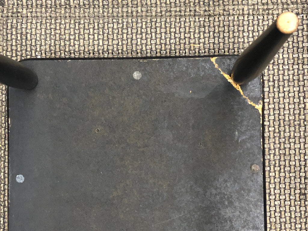 SMALL BLACK W GOLD SCROLL DESIGN TABLE.