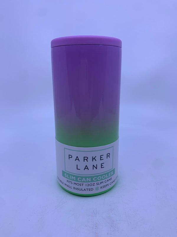 PARKER LANE PURPLE/GREEN SLIM CAN COOLER.