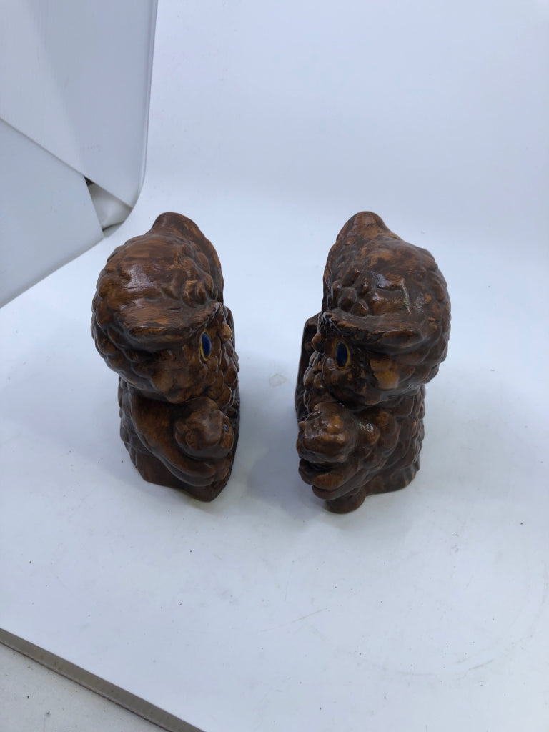 2 VTG BROWN CERAMIC OWL BOOKENDS.