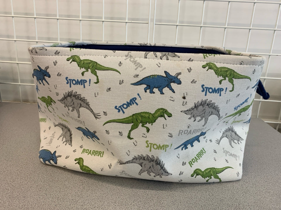 BLUE DINO CLOTH STORAGE BIN.