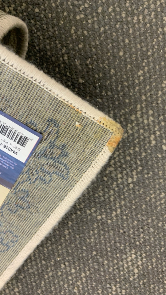 CREAM AREA RUG W/ BLUE,BROWN,GREY PAISLEY DESIGN EDEN.