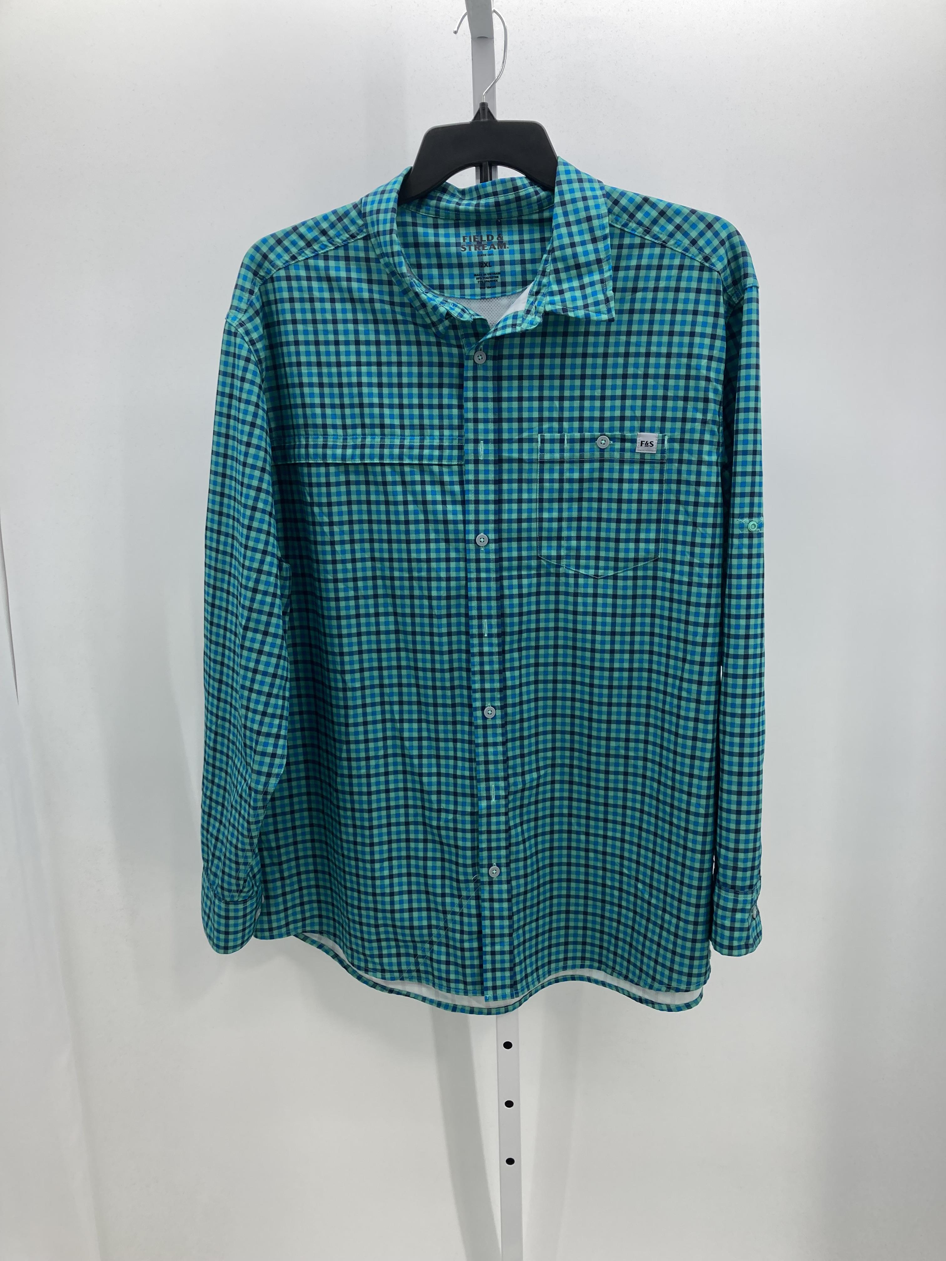 BLUE PLAID BTN DOWN.