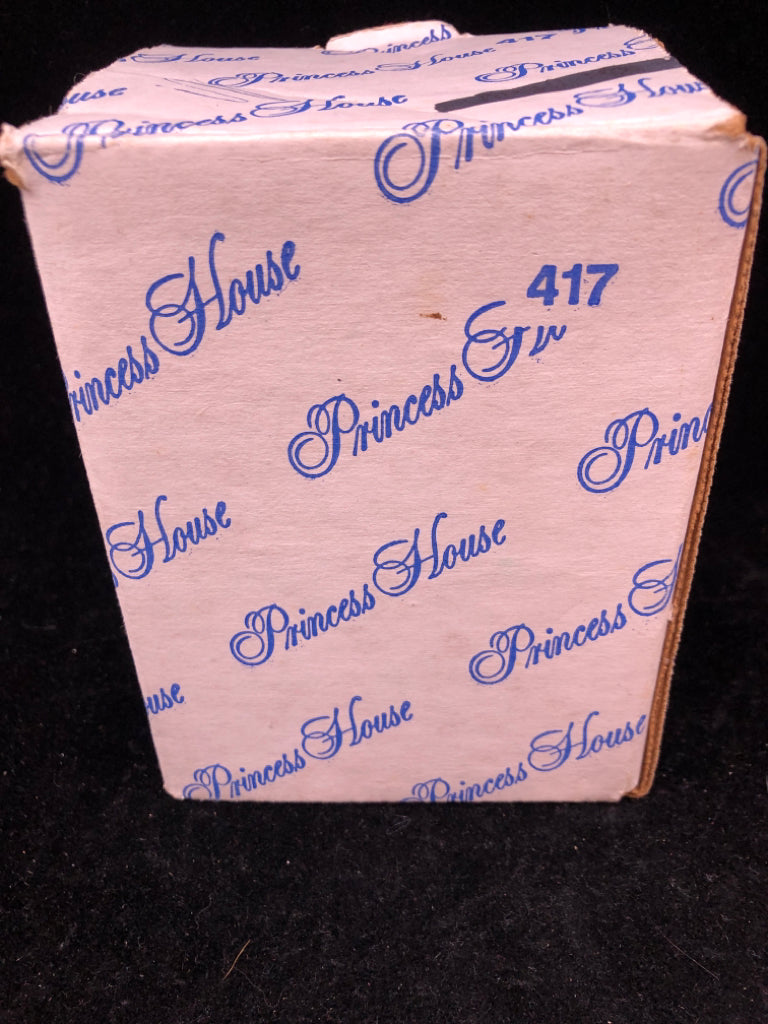 PRINCESS HOUSE GLASS ETCHED TREE ORNAMENT WITH PLAID BOW.