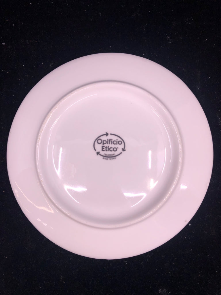 3 WHITE CERAMIC CHEESE PLATES.