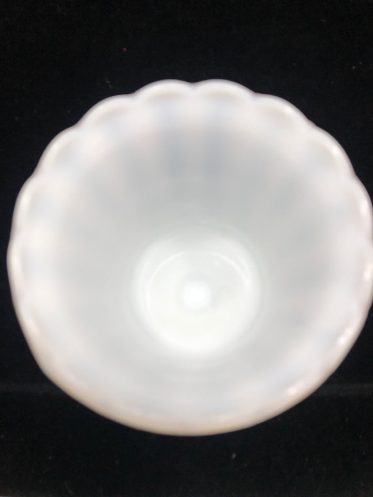VTG MILK GLASS PEDESTAL PLANTER.