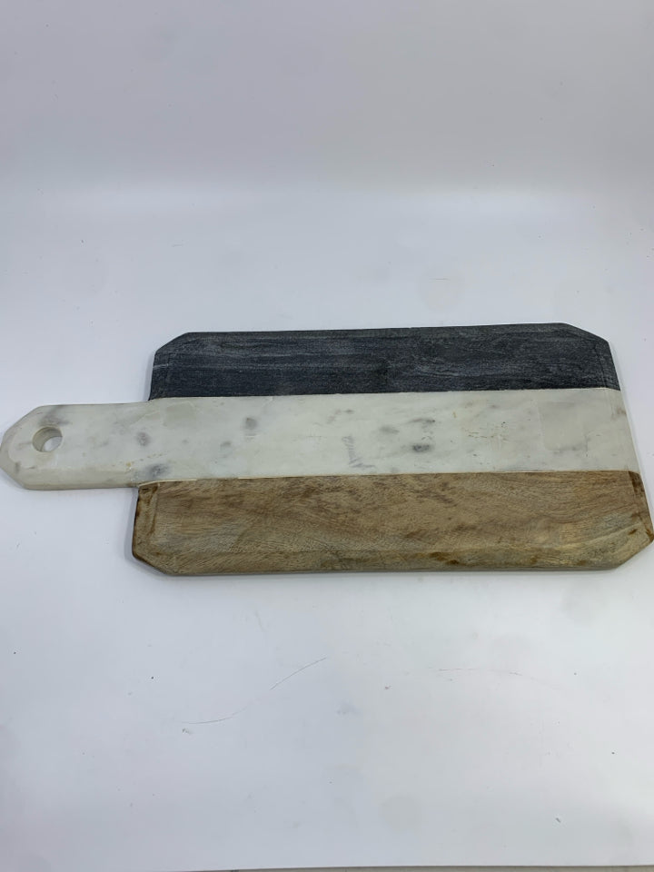 SLATE MARBLE & WOOD CUTTING BOARD.