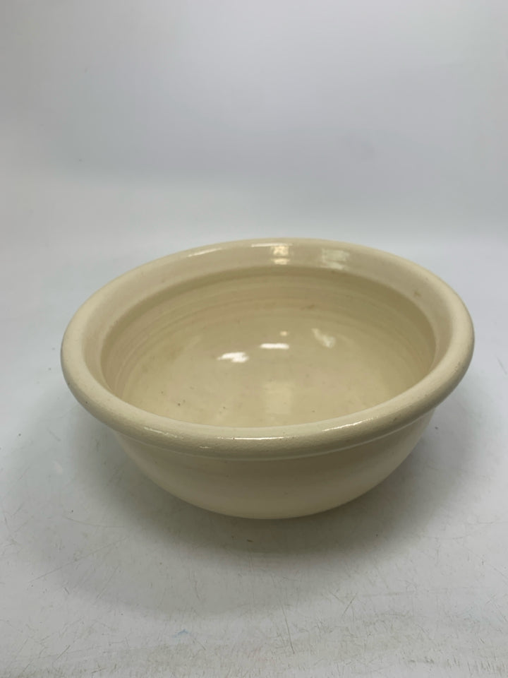 HEAVY POTTERY BOWL W/ GRAPES APPLE & PEAR PAINTED.