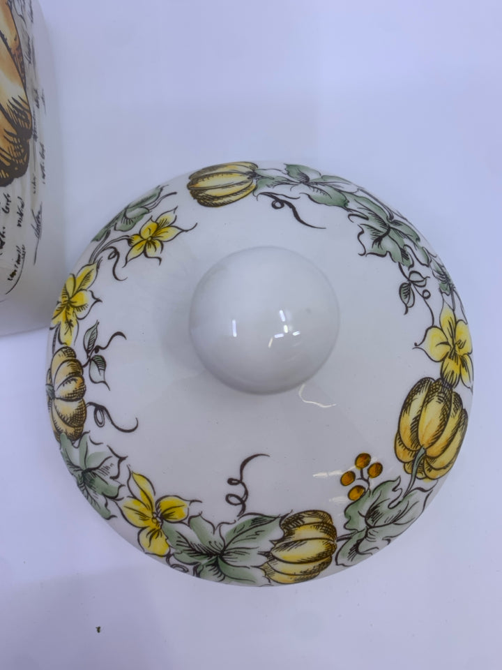 WHITE SQUARE PUMPKIN CANISTER.