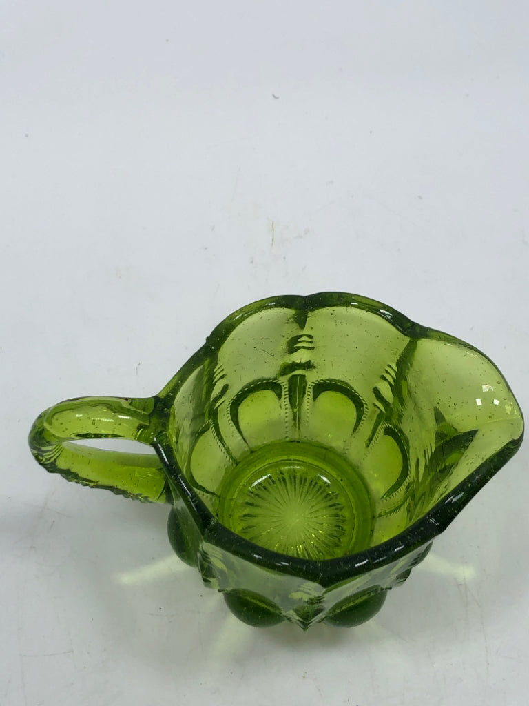VTG GREEN DEPRESSION GLASS CREAMER.