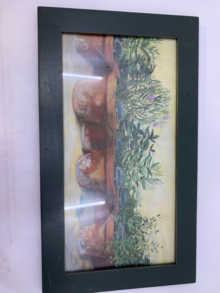 FRAMED POTTED HERBS PRINT.