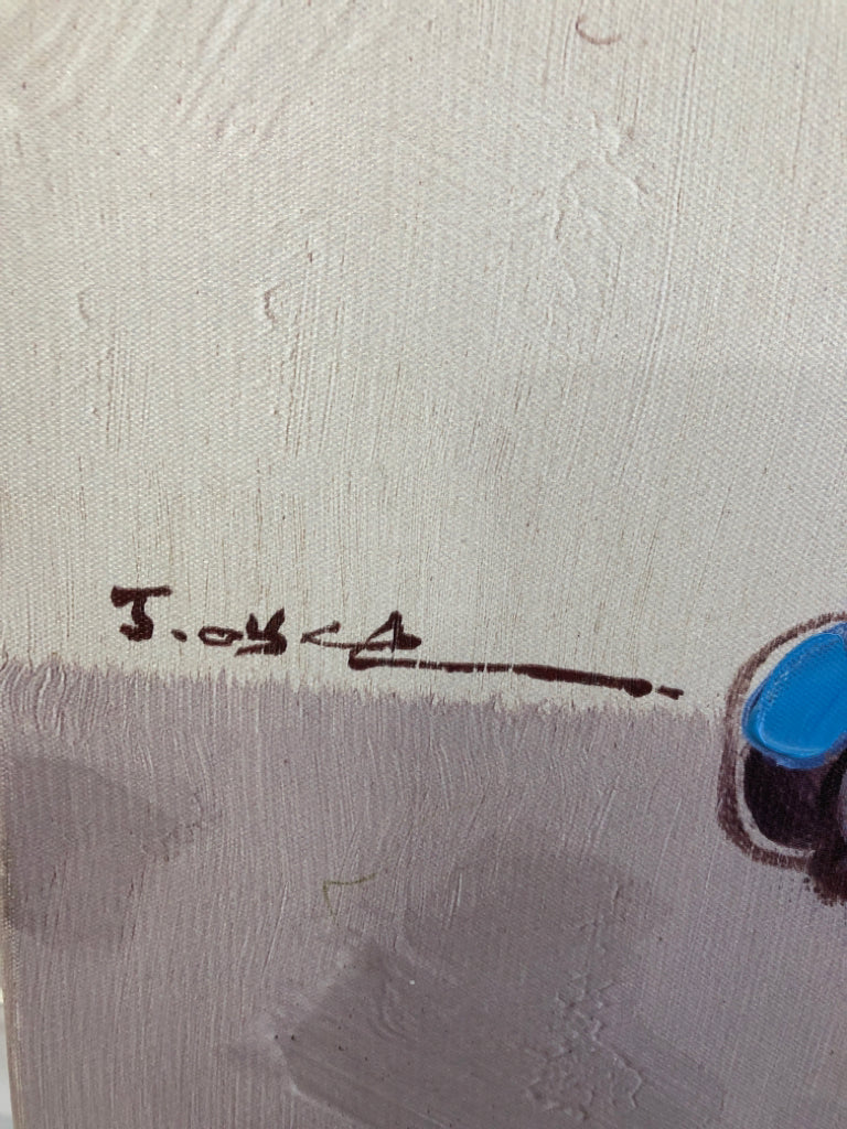 TEXTURED ACRYLIC FRENCH BULLDOG ON CANVAS.