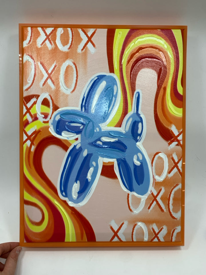 TEXTURED BALLOON ANIMAL PRINT W/ORANGE FRAME.