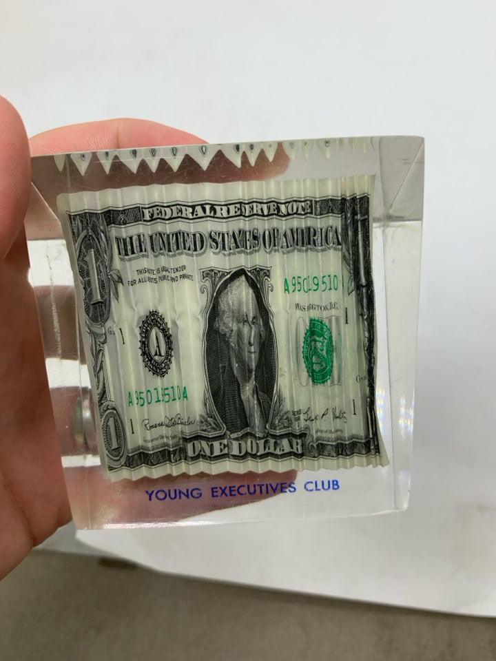RESIN CRINKLE DOLLAR BILL.
